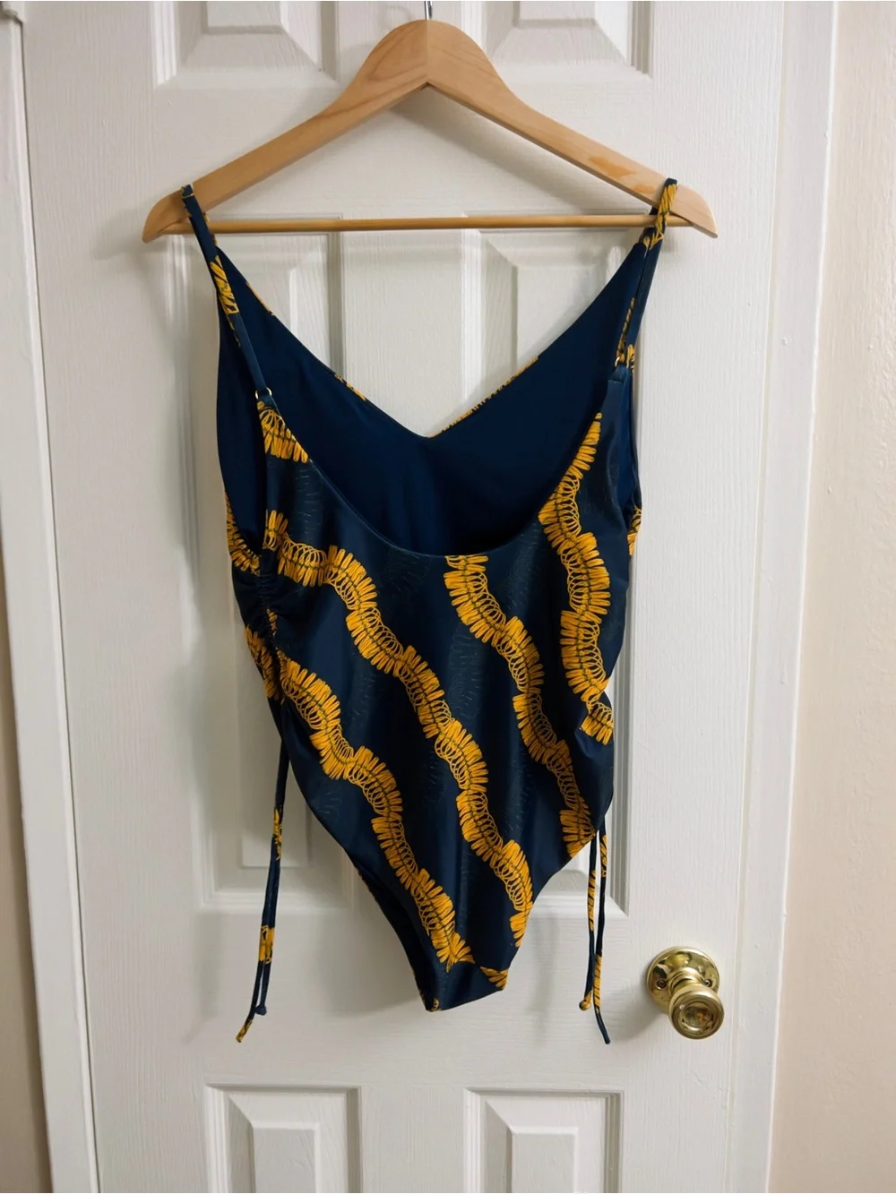 Navy & Mustard Pattern One-Piece Swimsuit